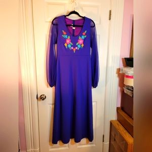 Vintage 70s embroidered maxi dress